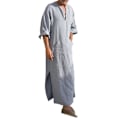 Miniatyrbillede 1 af 3: Arabisk muslimsk mænds casual mellemøstlige Thobe Kaftan Robe XL Lysegrå