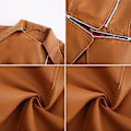 Miniatyrbillede 3 af 4: Læder Casual Dame Zipper Jakke med Aftagelig Kant - 5 Farver Tilgængelige - XXL Kamel