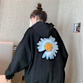 Miniatyrbillede 2 af 4: Casual Loose Fit Tunika Sweatshirt med Små Daisy Print XL Apricot