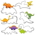 Miniatyrbillede 1 af 6: 6 stk./sæt Dinosaur Form Støbeform Rustfrit Stål Biscuit Form Bageværktøj