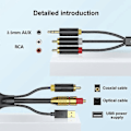 Miniatyrbilde 4 av 5: Digital til Analog Lydkonverteringskabel, Digital SPDIF/Optisk & Koaksial til Analog L/R RCA Lyd C