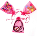 Miniatyrbilde 5 av 5: 100 stk. Organza Poser 4x6 Tommer, Hot Rose Små Smykkeposer Snøring Mesh Gaveposer Bryllupsfest Favor Julegodteposer