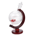Miniatyrbild 7 av 8: Vacker väderprognos Crystal Windstorm Glas Trä Bas Globe Form Skrivbordsrum
