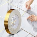 Miniatyrbillede 1 af 5: Flise Peel and Stick Dekorativt Klæbebånd, Vandtæt Fugelinjebånd, til Gulve, Vægge, Lofter, Døre og Vinduer, Boligindretning (2cm50m), Guld