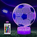 Miniatyrbillede 1 af 5: Fodbold 3D Natlampe LED Optisk Illusion Natlampe Børnelampe til Soveværelse Natbord Legetøj og Gave til Drenge Piger 16 Farver Skiftende med