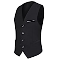 Miniatyrbillede 2 af 4: Slim Fit V-hals Business Vest til Mænd M Sort