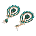 Miniatyrbillede 2 af 8: Vanddråbe Rhinestone Vedhæng Øreringe Elegant Legering Funklende Rhinestone Dangle Øreringe til Bryllup Grøn Mellem KC Guld