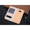 Miniatyrbillede 4 af 5: Stødsikker TPU PU Læder Wallet Case Cover med Kickstand og Kortlommer - Guld Farve (2 stk)