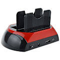 Miniatyrbillede 4 af 5: Dobbelt SATA IDE Harddisk Dock med USB 2.0 Hub og All-in-1 Kortlæser
