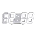 3D LED Väggklocka Minimalistisk Väggmonterad Väckarklocka för Hem Vardagsrum Kontor Vit Font Vit Text