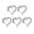 Miniatyrbild 1 av 8: 5 st Broscher DIY Love Peach Hjärtformad Rhinestone Glaslegering Smycken Tillbehör Silver