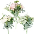 Miniatyrbilde 1 av 5: 3-delt kunstig Peony Camellia-blomstrende plante for DIY retro-dekorasjon i hjemmet, kontoret, hage, fest, bryllup - hvit, rosa, grønn