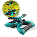 Miniatyrbillede 1 af 4: 360 graders roterende automatisk vandspreder til store græsplæner med seriel forbindelse, kompatibel med standard haveslanger, ideel til G