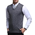 Miniatyrbillede 3 af 4: Casual V-hals strikket vest til mænd til efteråret 3XL grå