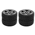 Miniatyrbilde 3 av 8: 4 stk. RC-hjul og dekksett aluminiumsfelg gummi dekk for HSP 94122 94123 TT01 WF06 1/10 RC bil Crawler Svart