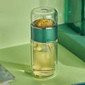 Miniatyrbillede 5 af 8: 280 ml te-vand-separationskop med dobbeltlagsisolering, gennemsigtig te-infuser-flaske til daglig grøn