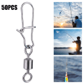 Miniatyrbillede 8 af 8: 50 STK 2# 4# 5# 6# 8# Fishing Connector Pin Bearing Rolling Swivel Rustfrit Stål