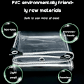 Pikkukuva 5 / 5: 1,5 m x 1,8 m ulkokäyttöön läpinäkyvä PVC-muovipeite silmukoilla - vedenpitävä, tuulenpitävä, repeytymätön cover kasveille