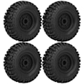 Pikkukuva 7 / 8: 4 kpl 1/10 RC Crawler 1,9 tuuman alumiinivanteet ja 115 mm kumirenkaat D90/F350/SCX10 musta