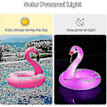 Miniatyrbillede 4 af 5: Oppustelig Flamingo Pool Flydere Med Lys, Soldrevet Flamingo Bade Tube Ringe