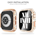 Miniatyrbillede 5 af 5: Bling Diamant Hærdet Glas Etui til Apple Watch Series 6/5/4/SE, Rosaguld/Pink (2 Pak)