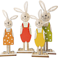 Miniatyrbild 6 av 7: Påskhare bordsdekoration söta träkaninfigurer prydnad för hemträdgård