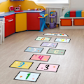 Miniatyrbild 3 av 5: Set med 10 Creative Number Grid Game Golv- och väggdekaler, Cartoon Numbers Golvdekaler för barnrum, heminredning