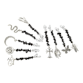 Miniatyrbilde 7 av 8: 9PCS Skjeggpynt Dreadlock-anheng DIY Hår-flette Tilbehør Metallfjær Sorte Steiner