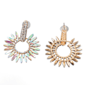 Miniatyrbilde 8 av 8: Mote Rhinestone Statement Drop Dangle Øredobber Store Lysekrone Øredobber for Kvinner Hvit AB Midten KC Gull
