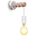 Miniatyrbillede 1 af 5: Væglampe, industrielt retro design, træ & metal, stue & soveværelsesbelysning, E27 fatning, til LED pære 10W max, hvid