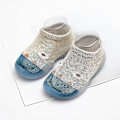 Miniatyrbillede 4 af 5: Bomulds Non-slip Gulvsokker til Baby Toddler Piger Khaki SL 6-12 Måneder