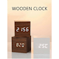 Miniatyrbild 5 av 5: LED Digital Väckarklocka Träimitation Bordsklocka Nattlampa Termometer Snooze Alarmklocka DE FP Bambu