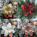 Miniatyrbillede 3 af 5: 10 stk. Store Julestjerne Glitter Træ Blomst Hængende Fest H