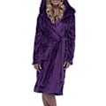 Miniatyrbild 1 av 4: Huvad Fleece Badrock för Kvinnor - Lila Nattkläder Dressing Gown