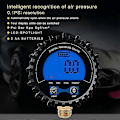 Miniatyrbild 3 av 5: Däcktrycksmätare Digital Däcktestare Display Lufttryck Manometer Snabbkoppling Koppling Gänga