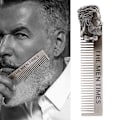 Miniatyrbilde 3 av 8: Gentleman Shape Rustfritt stål bærbar lommeskjegg Barbering Kam bart hår