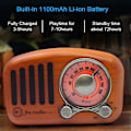 Miniatyrbilde 4 av 5: Bærbar FM-radio med Bluetooth-transistor, oppladbart batteri og tredekor minihøyttaler
