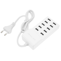 Miniatyrbilde 5 av 8: USB-ladestasjon 10-porters veggstrømsmartlader for flere enheter EU-plugg 100-240V