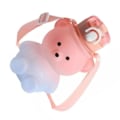 Pikkukuva 4 / 8: Kawaii karhu vesipullo kannettava söpö lasten vesipullo oljella pomppukansi olkahihna asteittainen vaaleanpunainen sininen 800ml