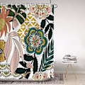 Miniatyrbillede 2 af 5: Bohemia Bruseforhæng, Boho Stil Bruseforhæng Blomster Rose Grønt Blad Badeforhæng Skimmelsikker Vandtæt Vaskbart Polyesterstof Badeværelsesforhæng