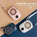 Miniatyrbillede 4 af 4: Hængende halsventilator med opladnings-LED, håndfri/kraftfuldt luftstrømsdesign og 3 hastigheder (hvid)