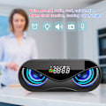 Miniatyrbillede 7 af 8: ABS Multifunktionsvækkeur Bluetooth-højttaler Stemmeprompt Opkaldsfunktion Uafhængig membran Blinkende farverigt lys HøjttalerboksSort