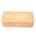 Miniatyrbild 6 av 8: Trä digital klocka LED-display pekskärm ljudkontroll BT-anslutning digital skrivbordsklocka för sovrum kontor café