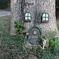 Miniatyrbillede 7 af 8: Miniature Fe Hjem Dør Vinduer og Lysekrone Lysende Træ Dekor Kunst Dekorationer I Mørket