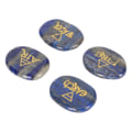 Miniatyrbild 7 av 8: 4 element blandade stenar graverade triangulära symboler jord luft eld Vatten polerade runstenar för Reiki kristaller Healing Lazurit Rock