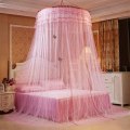 Miniatyrbilde 2 av 8: Pustende rund kalesje blonder Princess Style myggnetting seng Gardinnetting (rosa)