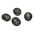 Pikkukuva 7 / 8: 4 kpl Reiki-symbolikiviä sileämmät pinnat kaiverretut Reiki-kivet kodin sisustukseen meditaatiokoriste lahja obsidiaani