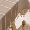 Miniatyrbillede 8 af 8: Bomuldslinned Duge Stof Kunst Nordisk Stil Broderi Kvast Rynkefri Vaskbar Dugovertræk til Bordplade