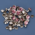 Miniatyrbild 6 av 8: 50 set Strassnitar Kristall Diamantnubbar Läder Craft Bag Kläder Dekoration8mm Silver Edge Rosa Diamond