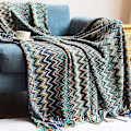Pikkukuva 1 / 5: Värikäs Houndstooth-neulottu peitto - Bohemian Style lämmin ja kodikas sohva sisustus - 130cm x 220cm